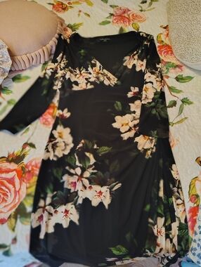 Ralph Lauren Black Floral V-Neck Dress